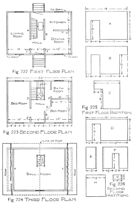 Plans of Doll-house and Patterns for Partitions.