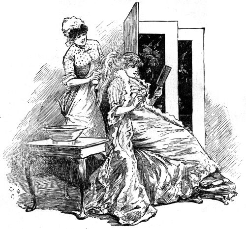 Maid brushing out woman's hair