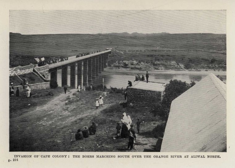 Invasion of Cape Colony: the Boers marching south over the Orange River at Aliwal North.