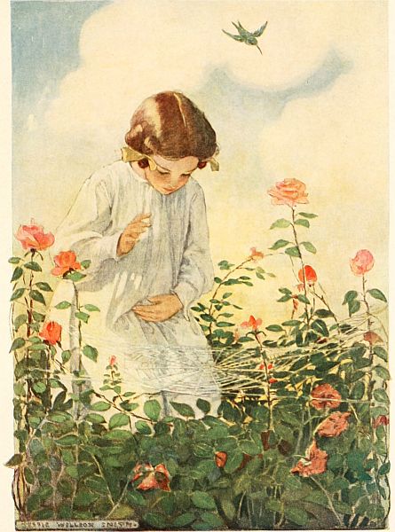 Girl in rose garden