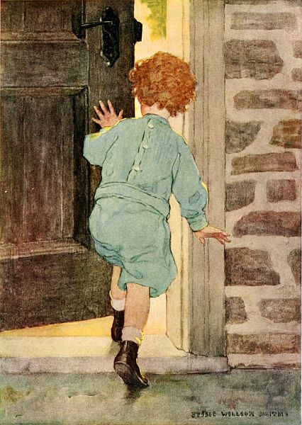 boy walking through doorway