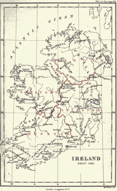 MAP OF IRELAND ABOUT 1500.