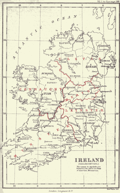 MAP OF IRELAND (ECCLESIASTICAL)
