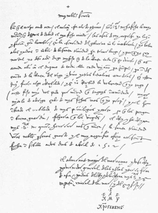 COLUMBUS'S LETTER, APRIL 2, 1502, ADDRESSED TO THE BANK OF ST.
    GEORGE IN GENOA.