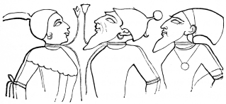 Fig. 34.—Prisoners of Different Nationalities. Egyptian
Wall-painting.