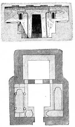 Fig. 251.—Plan and Section of a Tomb at Cervetri.