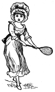 Julia playing lawn-tennis
