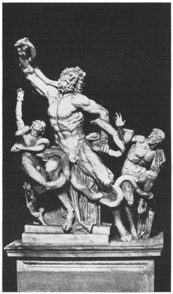 Laocoon and his sons being strangled by snakes