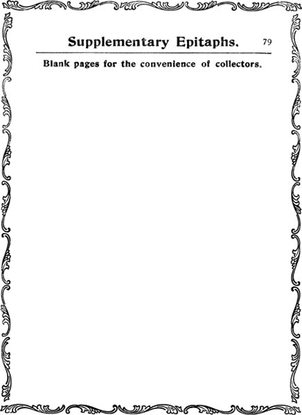 Supplementary Epitaphs: Blank pages for the convenience of collectors