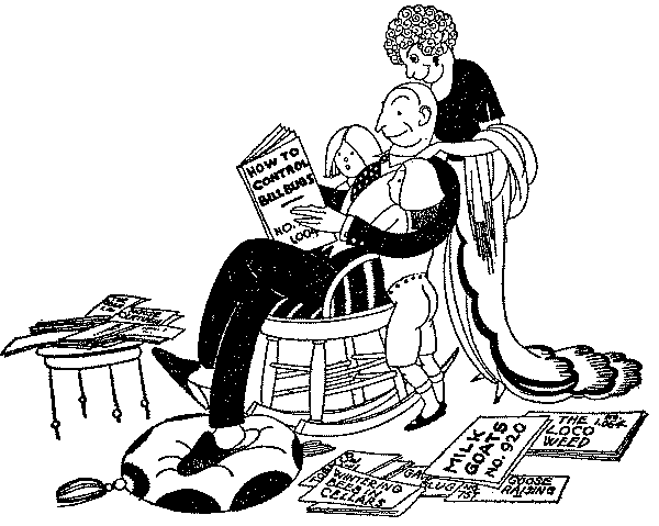 Man and family reading.