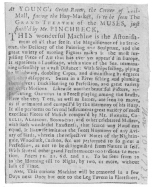 Clipping from the London Daily Post of November 30th,
1728. Used by Christopher Pinchbeck before he joined Fawkes. From the
Harry Houdini Collection.