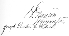 Pinetti’s autograph, written by him on the back of the
frontispiece, reproduced on page 78. Original in the Harry Houdini
Collection.