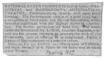 Clipping from the London Telegraph in March, 1812,
proving the partnership of de Philipsthal and Maillardet in an
“Automatical Theatre.” The Mr. Louis mentioned in the advertisement as
assistant engineer later secured possession of the writing and drawing
figure. From the Harry Houdini Collection.