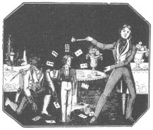 Card trick as featured by Anderson in 1836-37. From a
poster in the Harry Houdini Collection.