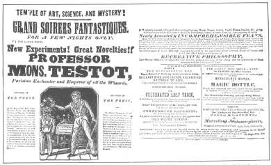 Very rare Testot handbill printed about 1800, presented
by Testot to Henry Evanion. From the Harry Houdini Collection.
