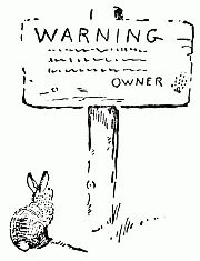 bunny reading a warning sign