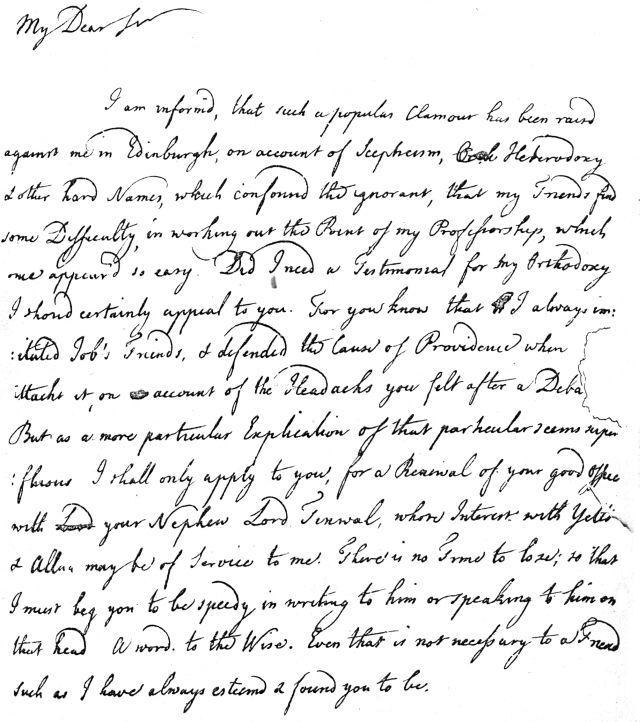 page 1 of letter to Matthew Sharp