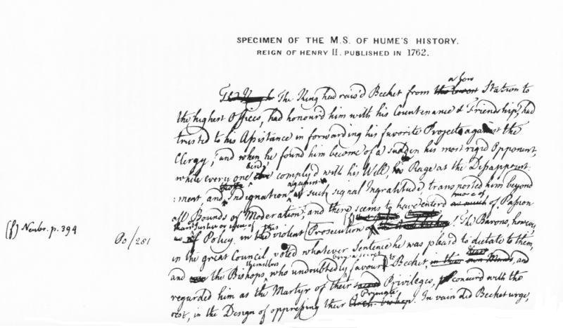 Specimen of The M.S. of Hume's History.