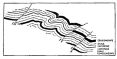 Fig. 147—Overthrust folds in detail on the southwestern
border of the Vilcapampa batholith near Chuquibambilla. The section is
fifteen feet high. Elevation, 13,100 feet (4,000 m.). For comparison
with the structural effects of the Vilcapampa intrusion on the northeast
see Fig. 142.