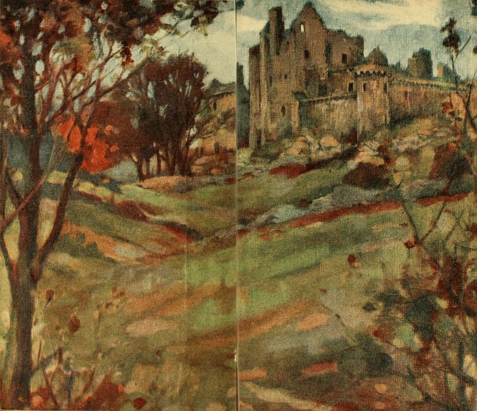 back endpaper: castle in countryside