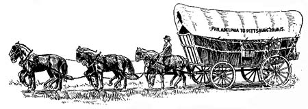 Covered wagon pulled by six horses
