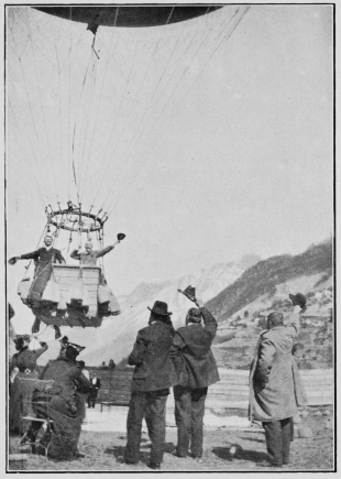 The balloon “Stella” starting from Zermatt to make the
first passage of the Alps by balloon.
