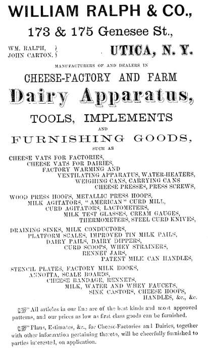 WILLIAM RALPH and CO. CHEESE-FACTORY AND FARM >Dairy Apparatus