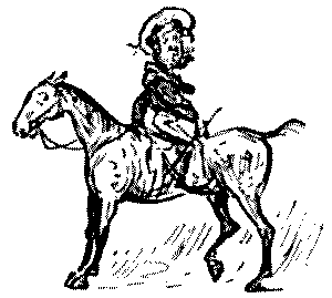 Man  mounted  backwards on a horse,