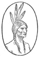 Line drawing portrait of a Native American
