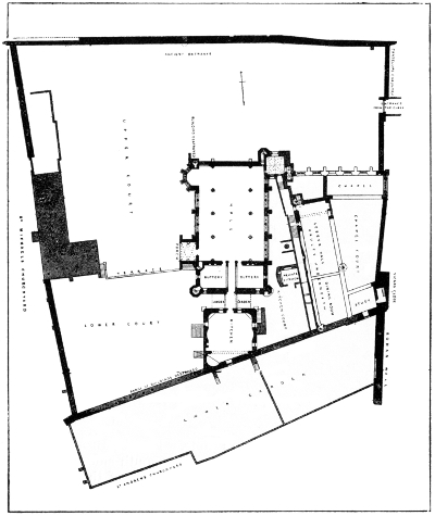 PLAN OF THE BISHOP'S PALACE, LINCOLN, ON THE LEVEL OF THE HALL FLOOR.