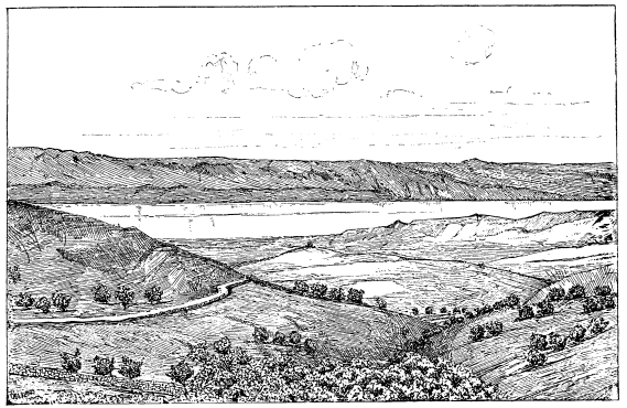 THE DEAD SEA (VIEW S.E. OF TAIYIBEH).

To face page 43.