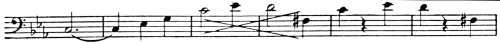 Bass passage with two measures crossed out