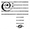 F on fourth ledger line below bass clef