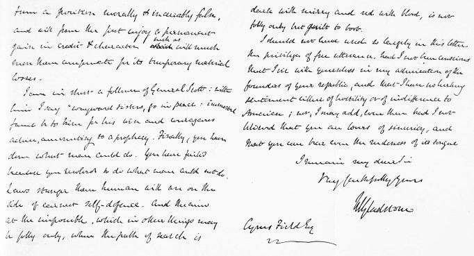 LAST TWO PAGES OF LETTER FROM MR. GLADSTONE, DATED
NOVEMBER 27, 1862.