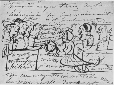 AUTOGRAPH AND DRAWING BY JULIETTE DROUET.