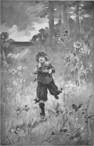 boy running in woods