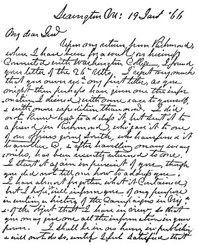 Page 1 of Lee's letter to Longstreet