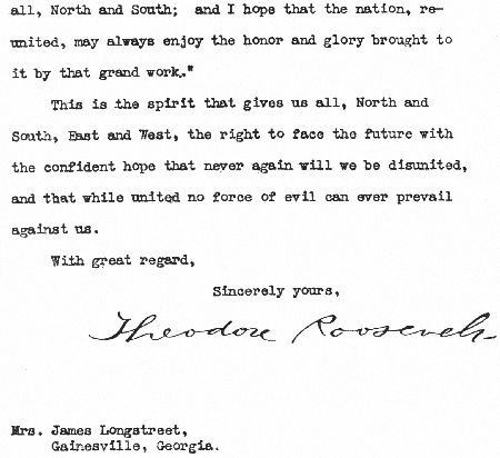 Page 1 of Letter from Theodore Roosevelt