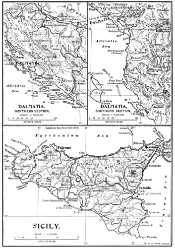 Maps of Dalmatia Northern and Southern and Sicily