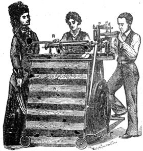 scroll saw with a women and two young men