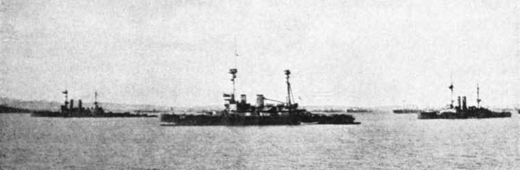 Battleships in Mudros Harbour