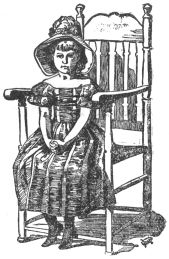 Little girl in bonnet sitting on chair
