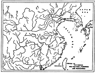 MAP SHOWING
WEI-HAI-WEI, FORMOSA
AND PESCADORES