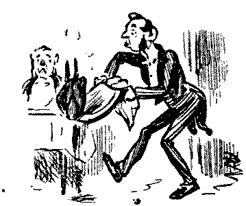 Waiter dropping a cooked bird form his tray.