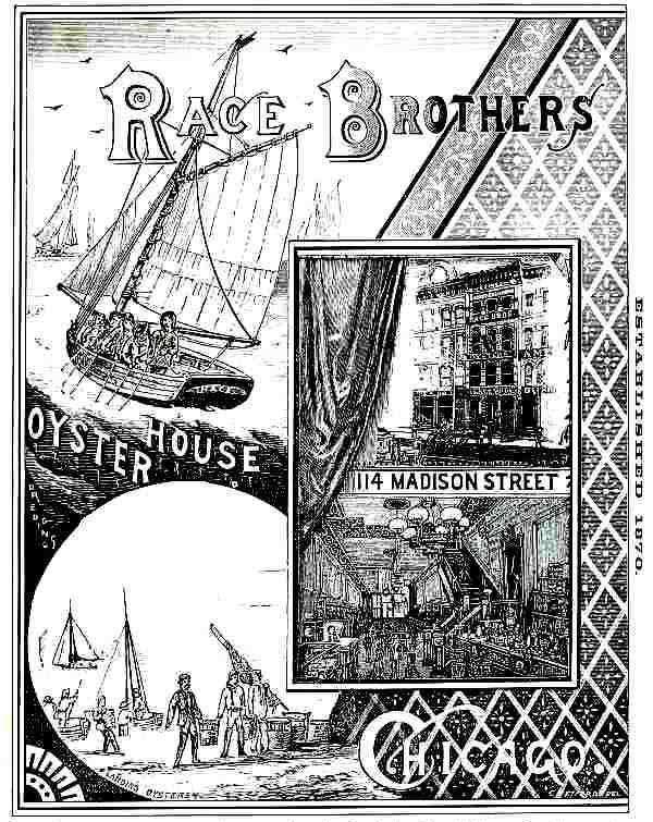 Race Brothers Oyster House, 114 Madison Street, Chicago. ESTABLISHED 1870.