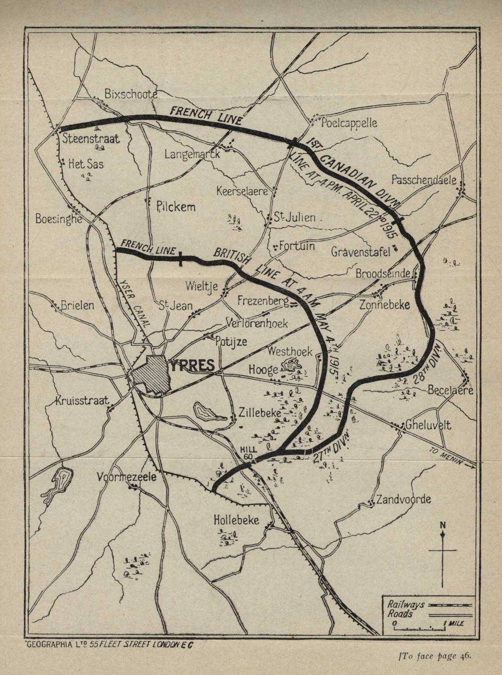 Map of Ypres and area