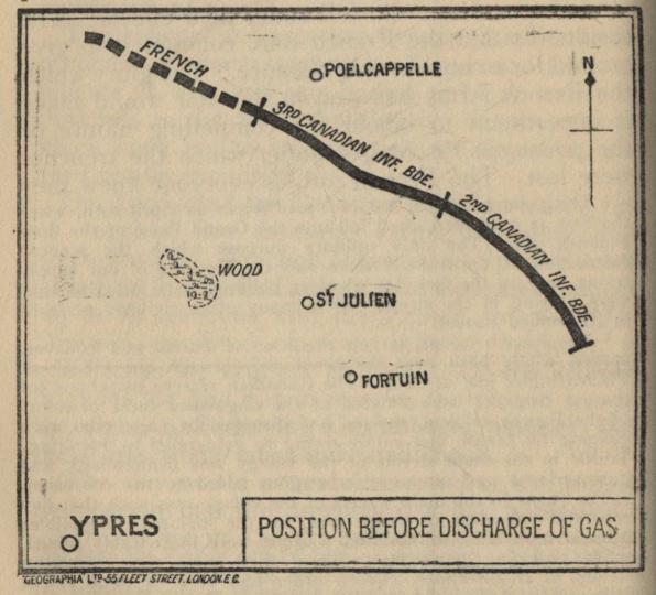 Map--Ypres--POSITION BEFORE DISCHARGE OF GAS