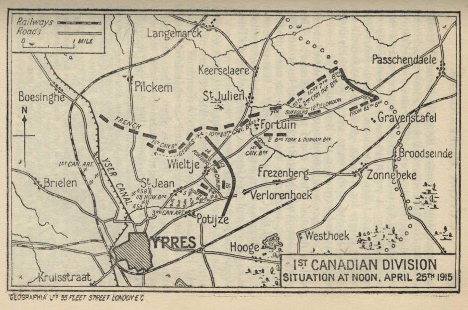 Map--1st Canadian Division situation at noon, April 25th 1915