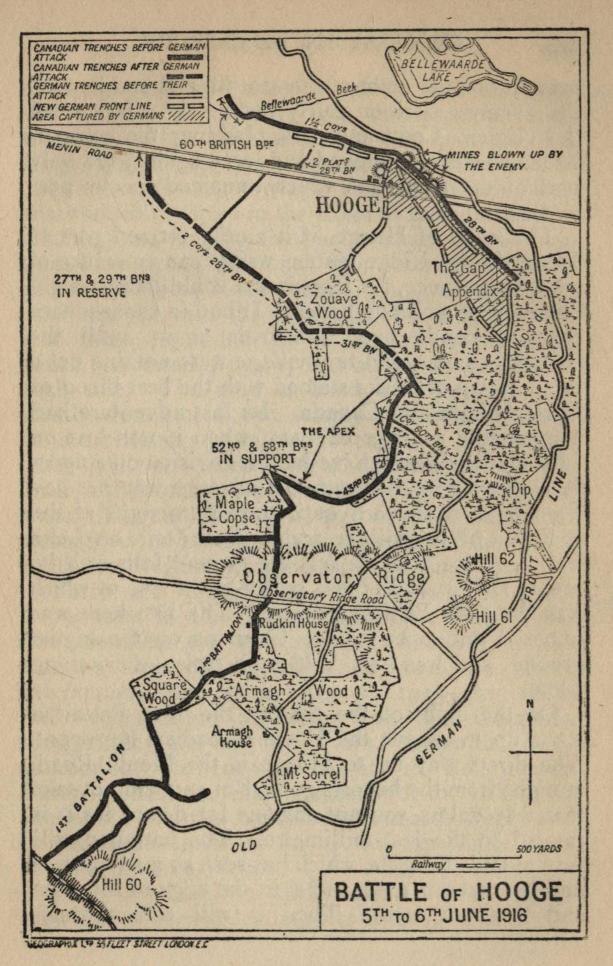 Map--BATTLE OF HOOGE 5th TO 6th JUNE 1916