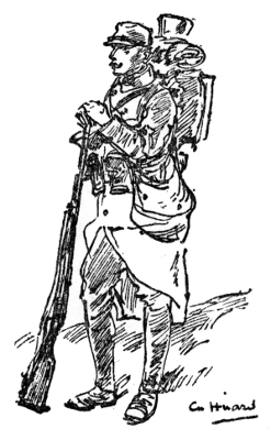 Soldier Standing, Leaning on His Rifle.